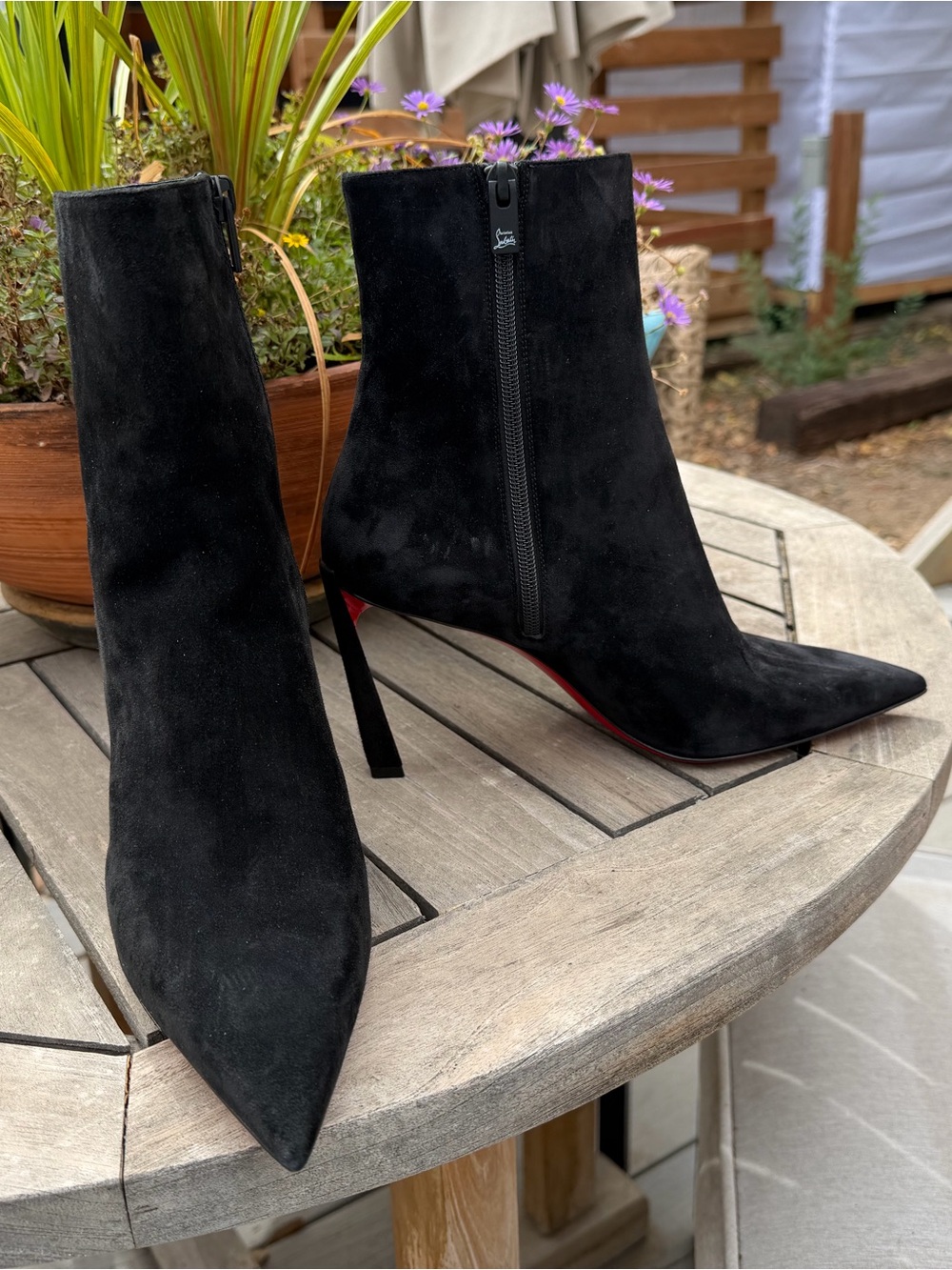 NIB Christian Louboutin Black Suede Condora 85 Ankle Boots Booties sz 39.5